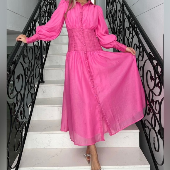 Dresses & Skirts - Pink long sleeve maxi dress